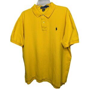 Polo Ralph Lauren Shirt Mens XL Yellow Short Sleeve Cotton Embroidered Pony Logo